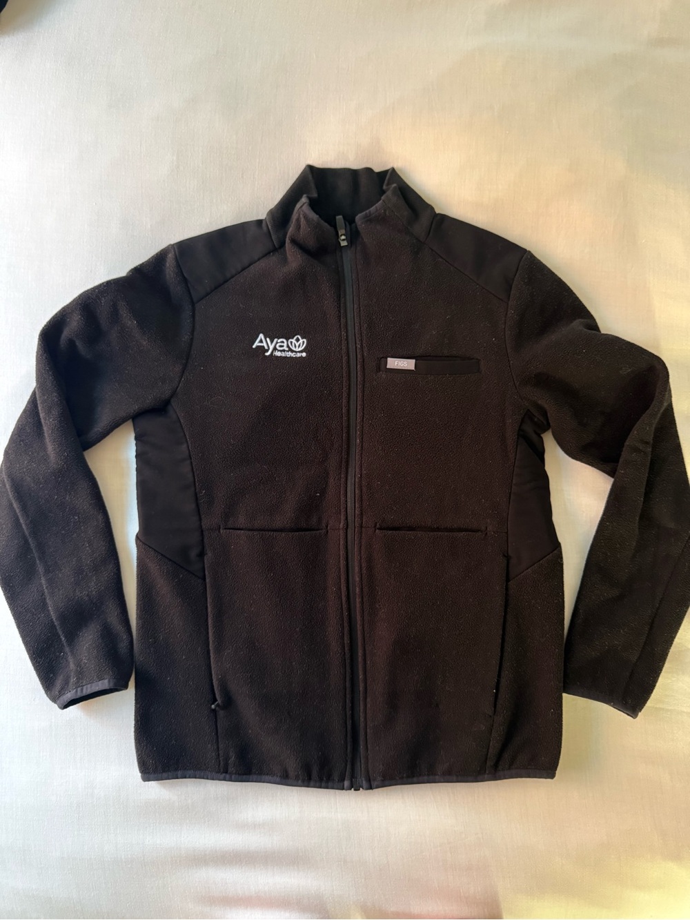 Figs Black On-Shift Fleece Jacket with Aya Logo